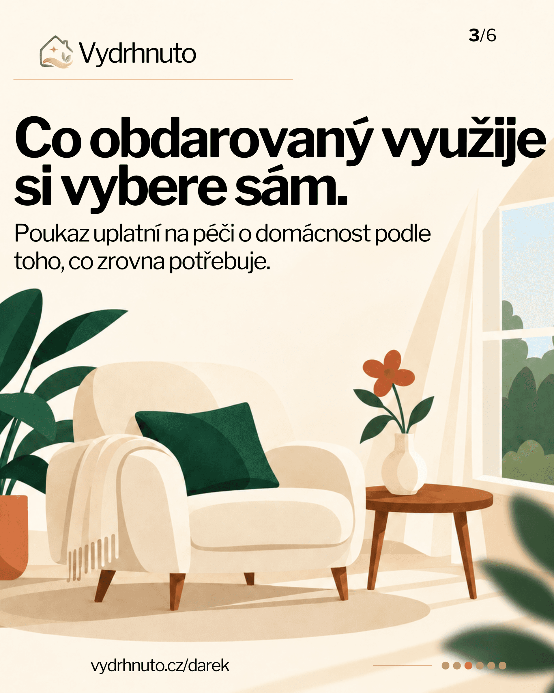 Co obdarovaný využije, si vybere sám. Péče o domácnost podle toho, co zrovna potřebuje.
